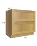 Heritage Amber Shaker 36" 2-Drawer Base Cabinet 