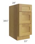 Heritage Amber Shaker 15" 3-Drawer Base Cabinet