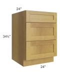 Heritage Amber Shaker 24" 3-Drawer Base Cabinet