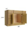 Heritage Amber Shaker 48" Vanity Sink Base Cabinet with Drawers 