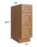 Artisan Walnut Shaker 12" Drawer Base Cabinet
