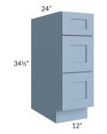 Sky Blue Shaker 12" Drawer Base Cabinet