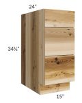 Prairie Shaker 15" 3-Drawer Base Cabinet