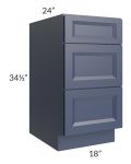 Bayville Blue 18" 3-Drawer Base Cabinet