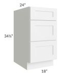 Alpine White Shaker 18" Drawer Base Cabinet 