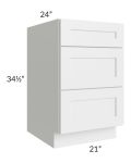 Southport White Shaker 21" 3-Drawer Base Cabinet