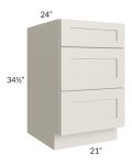 Asheville Cloud Shaker 21" 3-Drawer Base Cabinet