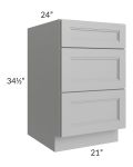 Charlotte Grey 21" 3-Drawer Base Cabinet