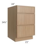 Township Rift Oak 21" 3-Drawer Base Cabinet