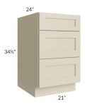Stratton Khaki Shaker 21" 3-Drawer Base Cabinet 