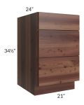 Farmhouse Walnut Shaker 21" 3-Drawer Base Cabinet