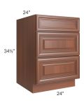 Phoenix Caramel Glaze 24" 3-Drawer Base Cabinet