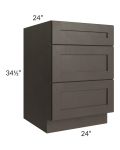 Southport Espresso Shaker 24" 3-Drawer Base Cabinet