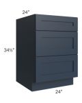 Southport Blue Shaker 24" 3-Drawer Base Cabinet