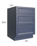 Bayville Blue 24" 3-Drawer Base Cabinet