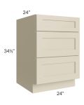 Stratton Khaki Shaker 24" 3-Drawer Base Cabinet 