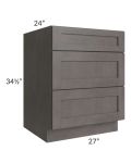 Midtown Dark Grey Shaker 27" Drawer Base Cabinet