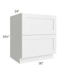 Stratton White Shaker 30" 2-Drawer Base Cabinet
