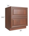 Phoenix Caramel Glaze 30" 2-Drawer Base Cabinet