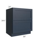 Southport Blue Shaker 30" 2-Drawer Base Cabinet