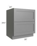 Stratton Dark Grey Shaker 30" 2-Drawer Base Cabinet