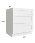 Southport White Shaker 30" 3-Drawer Base Cabinet
