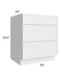 Township White 30" 3-Drawer Base Cabinet