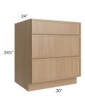 Township Rift Oak 30" 3-Drawer Base Cabinet