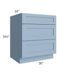 Sky Blue Shaker 30" Drawer Base Cabinet