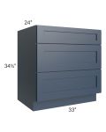 Midtown Blue Shaker 33" Drawer Base Cabinet
