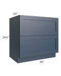 Midtown Blue Shaker 36" 2-Drawer Base Cabinet