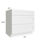 Brighton White Shaker 36" 3-Drawer Base Cabinet