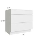Township White 36" 3-Drawer Base Cabinet