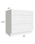 Dakota White 36" Drawer Base Cabinet