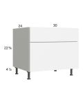 Euro Gloss White 30" 2-Drawer Desk Base Cabinet