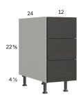 Euro Cafe 12" 3-Drawer Desk Base Cabinet