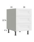Harbor White 18" 3-Drawer Desk Base Cabinet