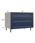 Harbor Navy 36" 3-Drawer Desk Base Cabinet