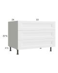 Harbor White 36" 3-Drawer Desk Base Cabinet