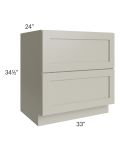Kingston Pearl Grey Shaker 33" 2-Drawer Base Cabinet - Out of stock through April