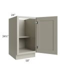 Kingston Pearl Grey Shaker 18" Full Height Door Base Cabinet