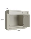 Kingston Pearl Grey Shaker 42" Vanity Sink Base Cabinet (Drawers on Right)