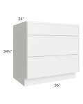 Metro White 36" 3-Drawer Base Cabinet