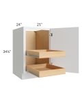 Metro White 21" Full Height Door Base Cabinet with 2 Rollout Trays