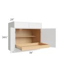 Metro White 36" Base Cabinet with 1 Rollout Tray