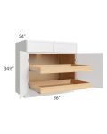 Metro White 36" Base Cabinet with 2 Rollout Trays