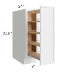 Metro White 9" Full Height Door Base Cabinet with Shelf Pullout