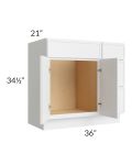 Metro White 36" Vanity Base Cabinet (Drawers on Right) 