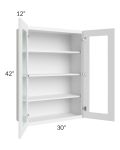 Metro White 30x42 Wall Glass Door Cabinet (Prepped for Glass Doors) 