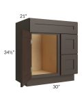 Southport Espresso Shaker 30x21 Vanity Sink Base Cabinet (Door on Left)